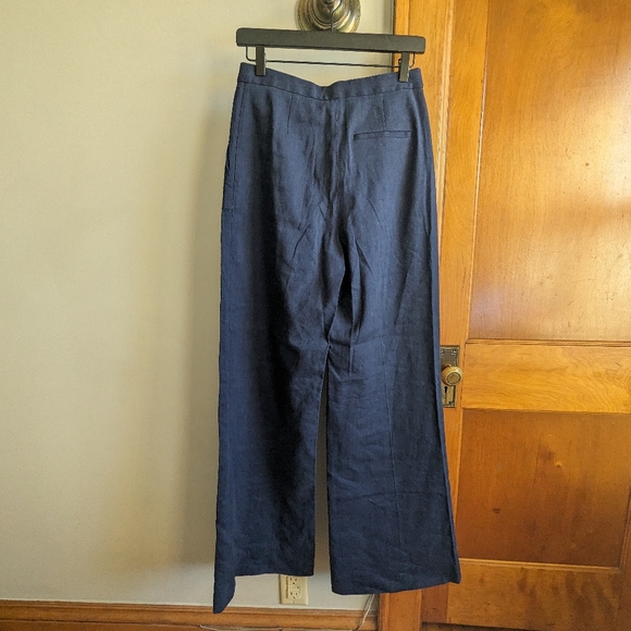 NWT Diane Von Furstenberg Pleat Front Flare Pant in NAVY | Size 4 - Picture 2 of 7